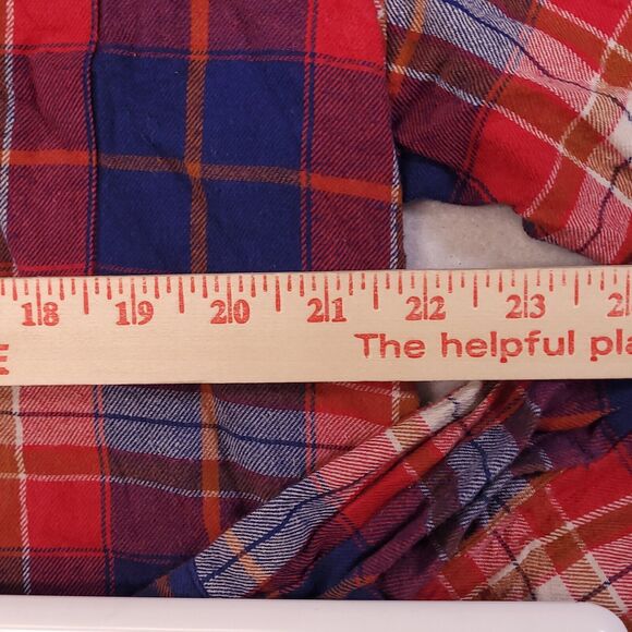 St Johns Bay Tartan Flannel Casual Button Up Shirt Mens Size Large L Red Blue - Picture 8 of 10